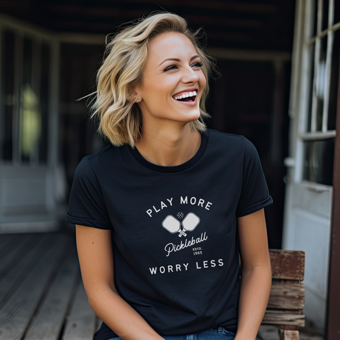 Play More Worry Less Pickleball Unisex Tee