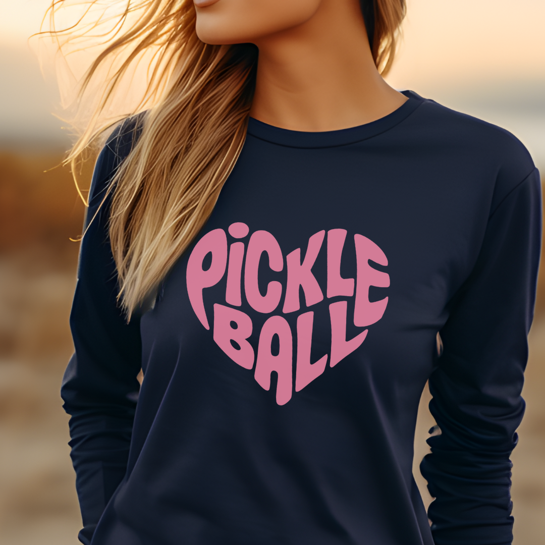 Wavy Heart Pickleball Unisex Long Sleeve Tee